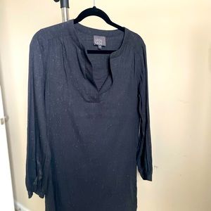 Leo & Sage Black dress with silver thread, cotton. Knee length or long top.